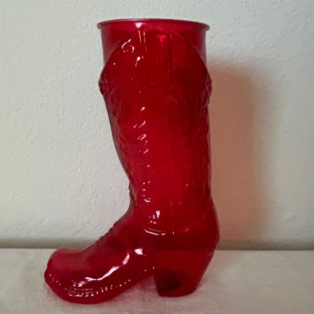 Large Red Plastic Cowboy Boot Drinking Cup